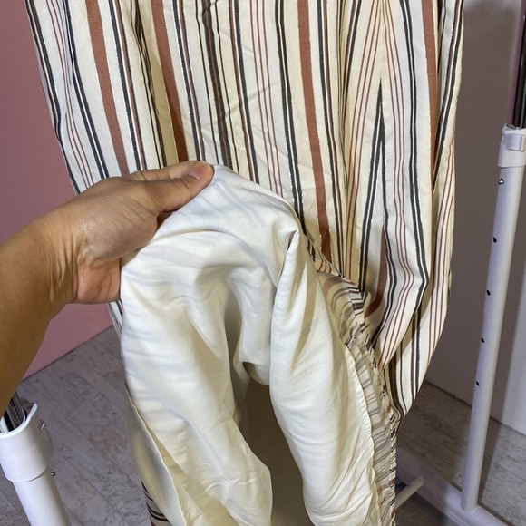 Loft Skirt 8 brown black cream striped A line midi fall long office church - Picture 5 of 11